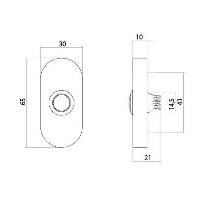 Tek. deurbel ovaal verdekt PVD messing getrommeld - Intersteel 0011.399026 - Deurbeslag-en-meer.nl