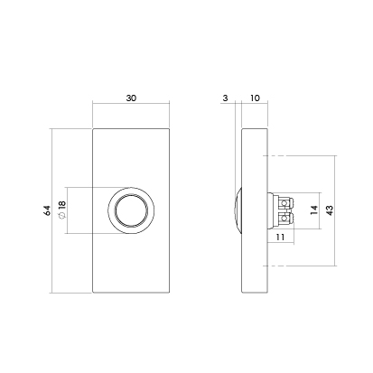 Tek. deurbel rechthoekig verdekt PVD messing getrommeld - Intersteel 0011.399038 - Deurbeslag-en-meer.nl