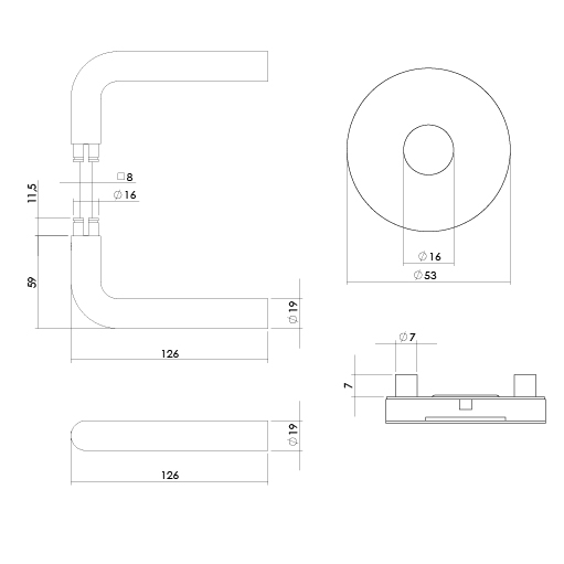 Tek. deurkruk Luzern op rond massief rozet PVD messing getrommeld achterdeurbeslag - Intersteel 0011.405711 - Deurbeslag-en-meer.nl