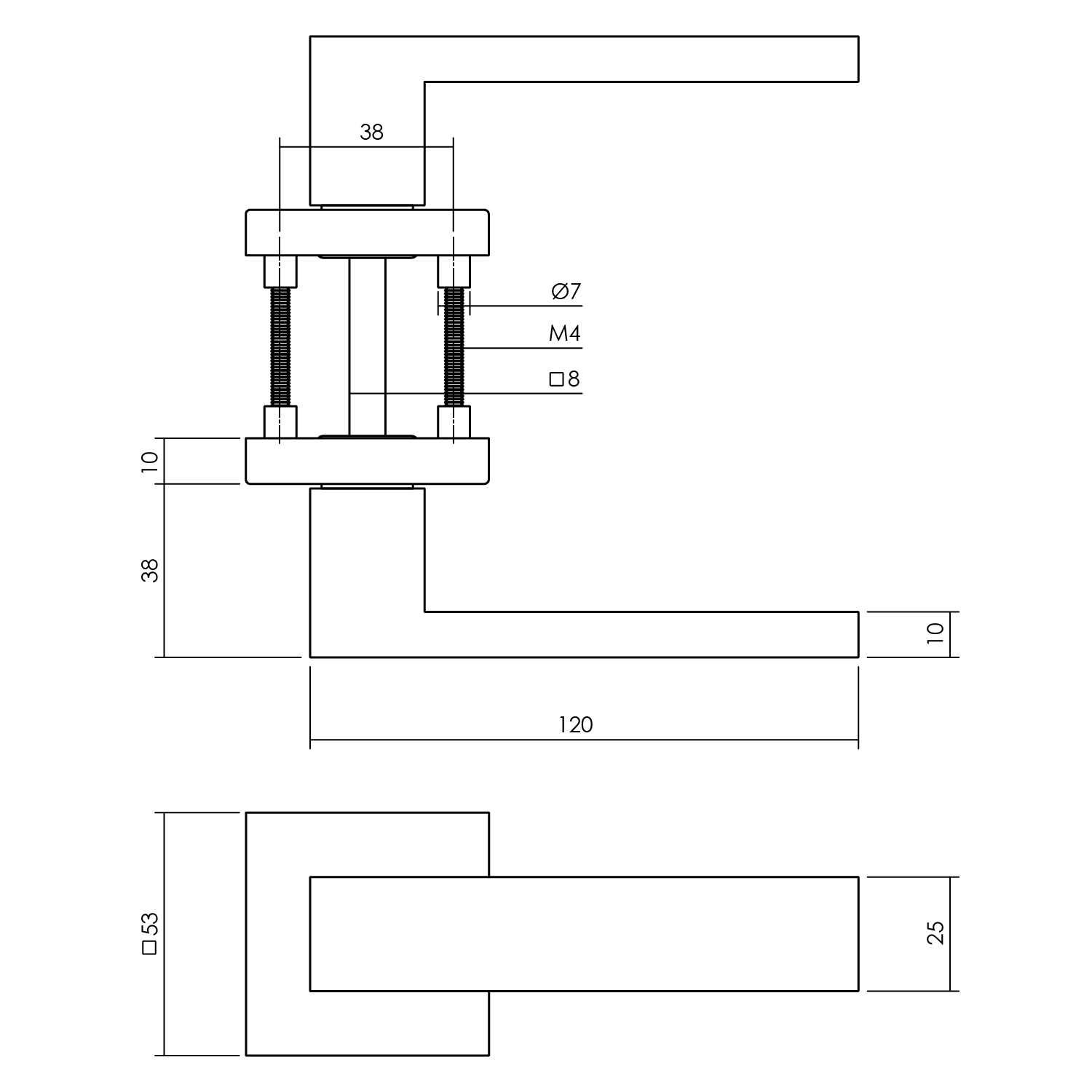 Tek. deurkruk Amsterdam op vierkant massief rozet PVD messing getrommeld achterdeurbeslag - Intersteel 0011.405726 - Deurbeslag-en-meer.nl