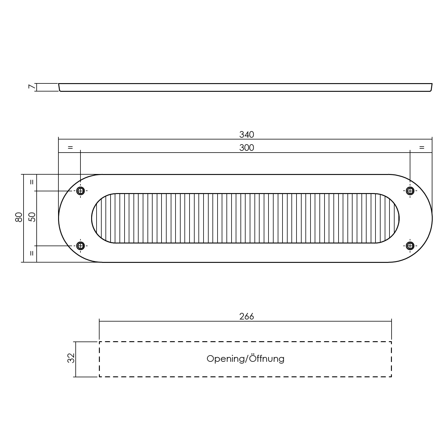 Tek. tochtwering ovaal 340x80mm PVD messing - Intersteel 0013.401502 - Deurbeslag-en-meer.nl