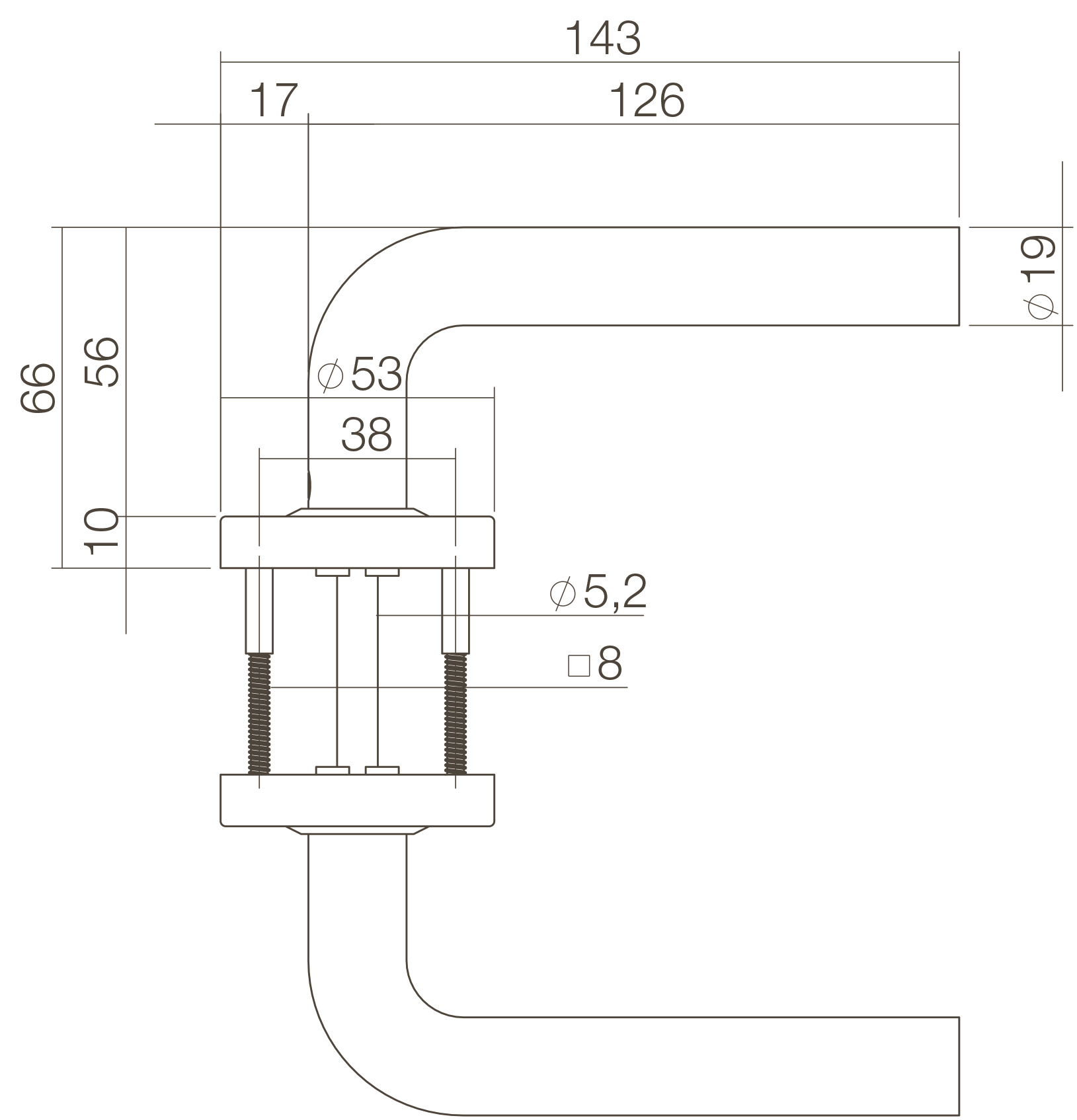 Tek. deurkruk Luzern op rond rozet PVD RVS getrommeld - Intersteel 0034.057002 - Deurbeslag-en-meer.nl