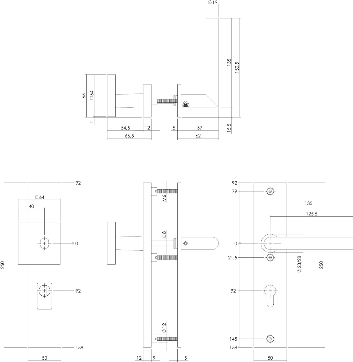 Tek. voordeurbeslag Jura knop/kruk PC92 SKG3 PVD RVS getrommeld - Intersteel 0034.396249Z - Deurbeslag-en-meer.nl