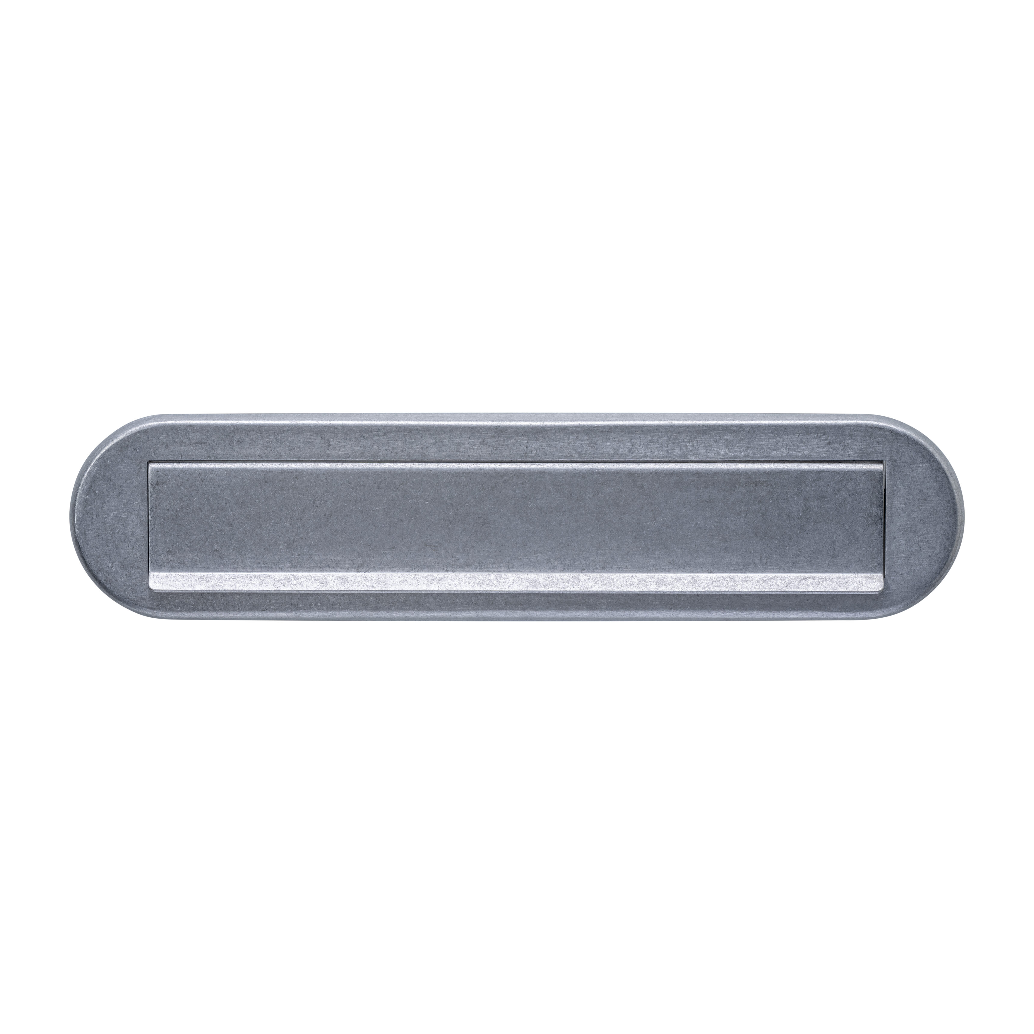 Briefplaat ovaal met regenrand 340x80mm PVD RVS getrommeld - Intersteel 0034.400011 - Deurbeslag-en-meer.nl