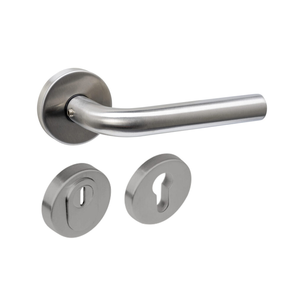 Set achterdeurbeslag Luzern RVS rond SKG3 - Intersteel 0035.405716 - Deurbeslag-en-meer.nl
