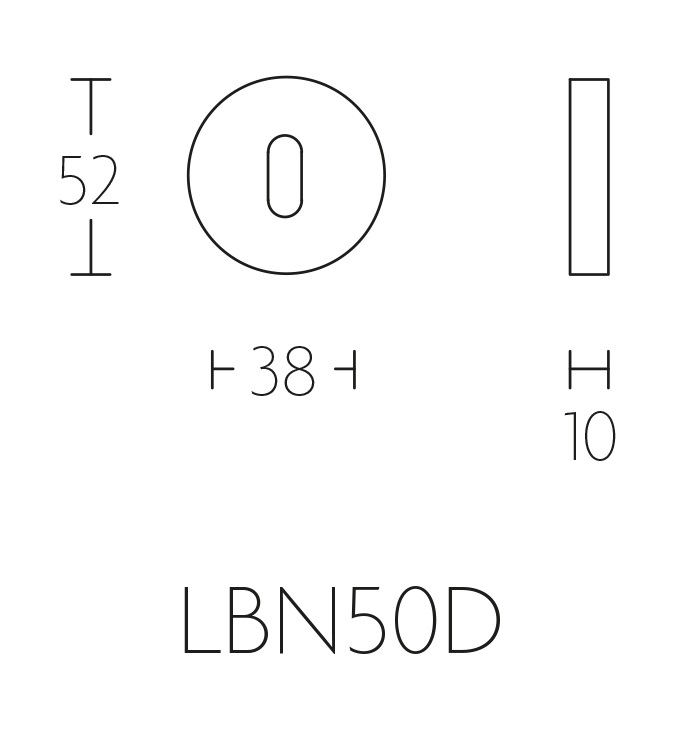 Tek. sleutelplaatje LBN50D mat RVS rond 52x10mm - Formani 1501N016INXX0 - Deurbeslag-en-meer.nl