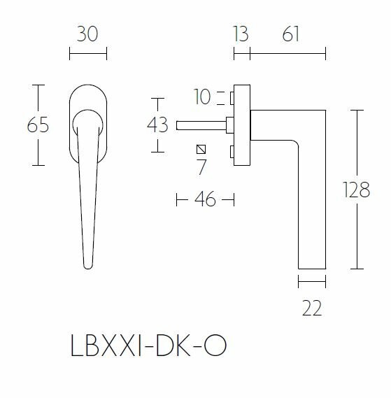 Tek. raamkruk LB21H-DK-O PVD gunmetal op ovaal rozet - Formani 1503D034IGXX0H - Deurbeslag-en-meer.nl