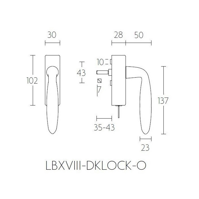 Tek. raamkruk afsluitbaar LB18H-DKLOCK-O mat RVS - Formani 1503D121INXX0H - Deurbeslag-en-meer.nl