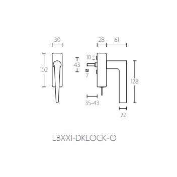 Tek. raamkruk afsluitbaar LB21H-DKLOCK-O PVD gunmetal - Formani 1503D124IGXX0H - Deurbeslag-en-meer.nl