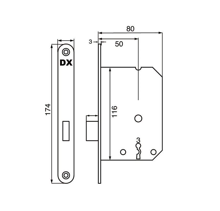 Kastslot 1200-serie 174x20mm voorplaat wit