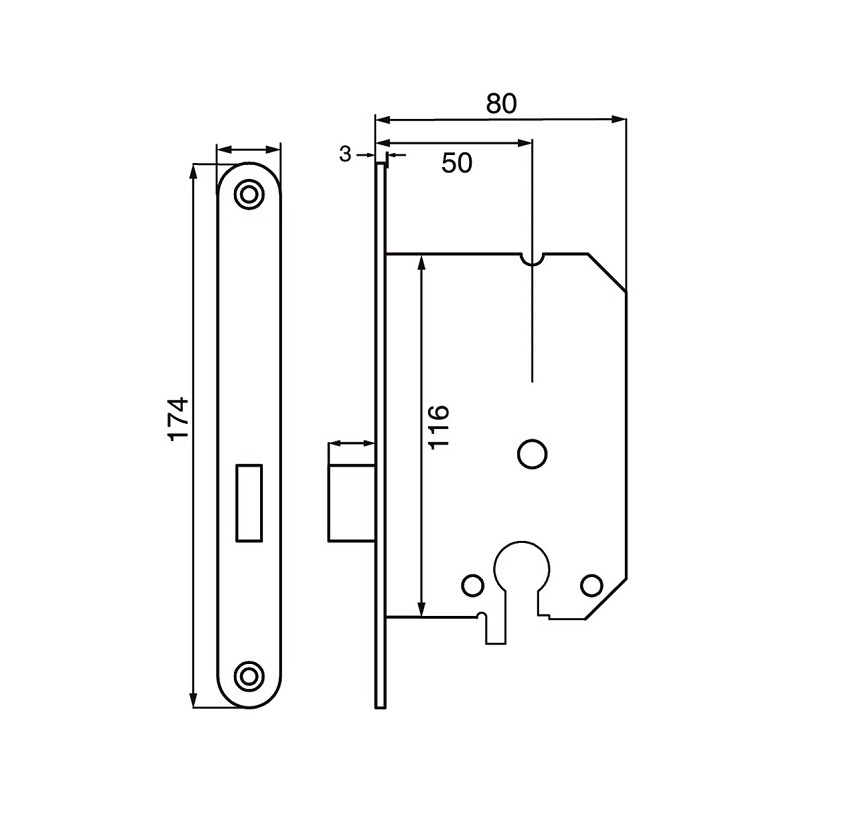 Kastslot cilinder 1200-serie 174x20mm voorplaat Zwart - Deurbeslag-en-meer.nl