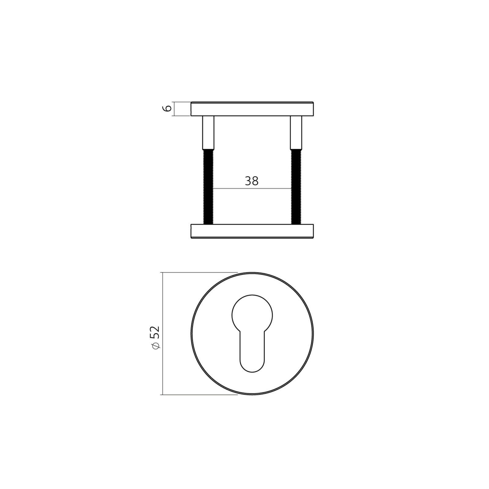 Tek. cilinderrozet rond 52x6mm verdekt - Intersteel 13...102087 - Deurbeslag-en-meer.nl