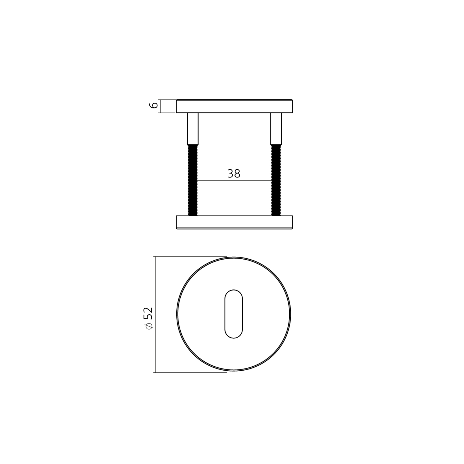 Tek. sleutelrozet rond 52x6mm verdekt - Intersteel 13...102086 - Deurbeslag-en-meer.nl