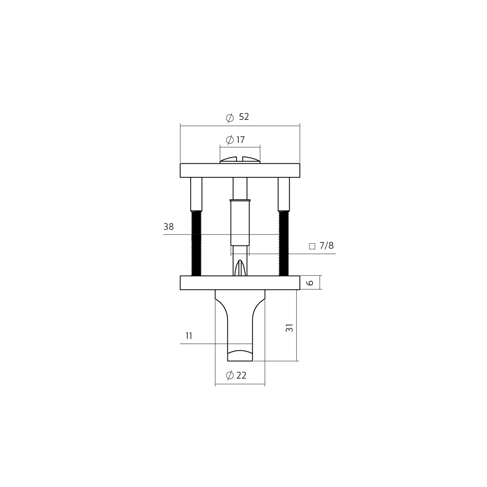 Tek. rozet toilet-/badkamersluiting rond 52x6mm verdekt 6-8mm - Intersteel 13...102061 - Deurbeslag-en-meer.nl