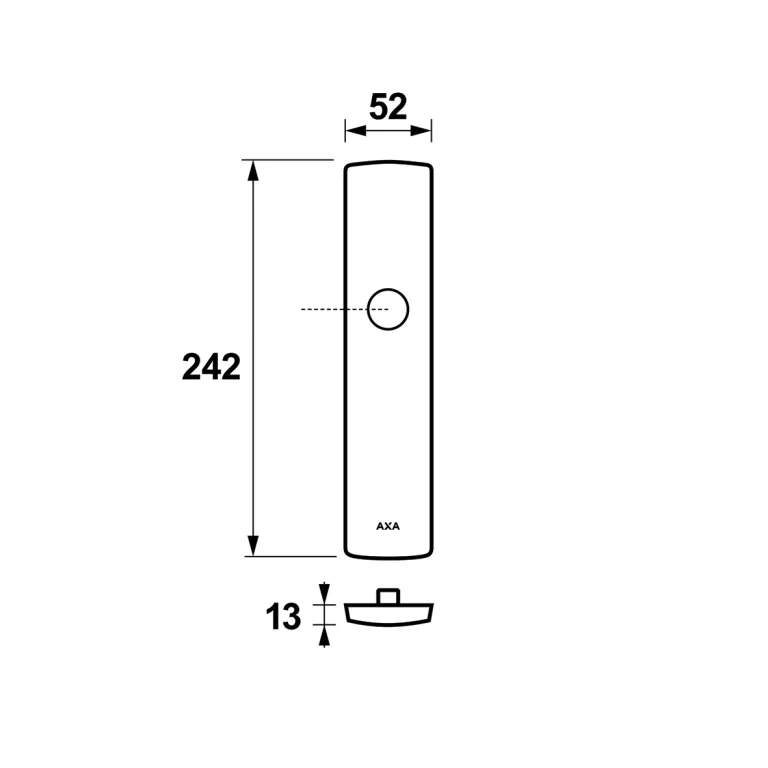 Buitenschild AXA Curve los 242x52mm aluminium F1 blind tek- Deurbeslag-en-meer.nl
