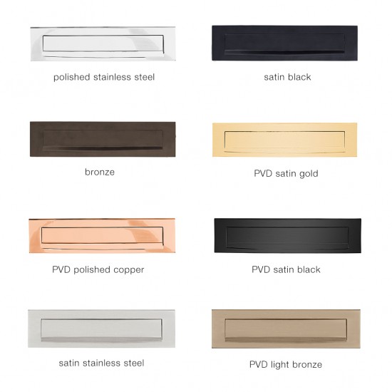 Kleuren briefplaat LB535 rechthoekig 328x80mm - Formani 1502Z043..XX0 - Deurbeslag-en-meer.nl