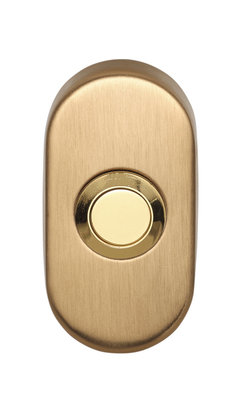 Beldrukker LB51 ovaal PVD mat goud - Formani 1502Z052IMXX0 - Deurbeslag-en-meer.nl