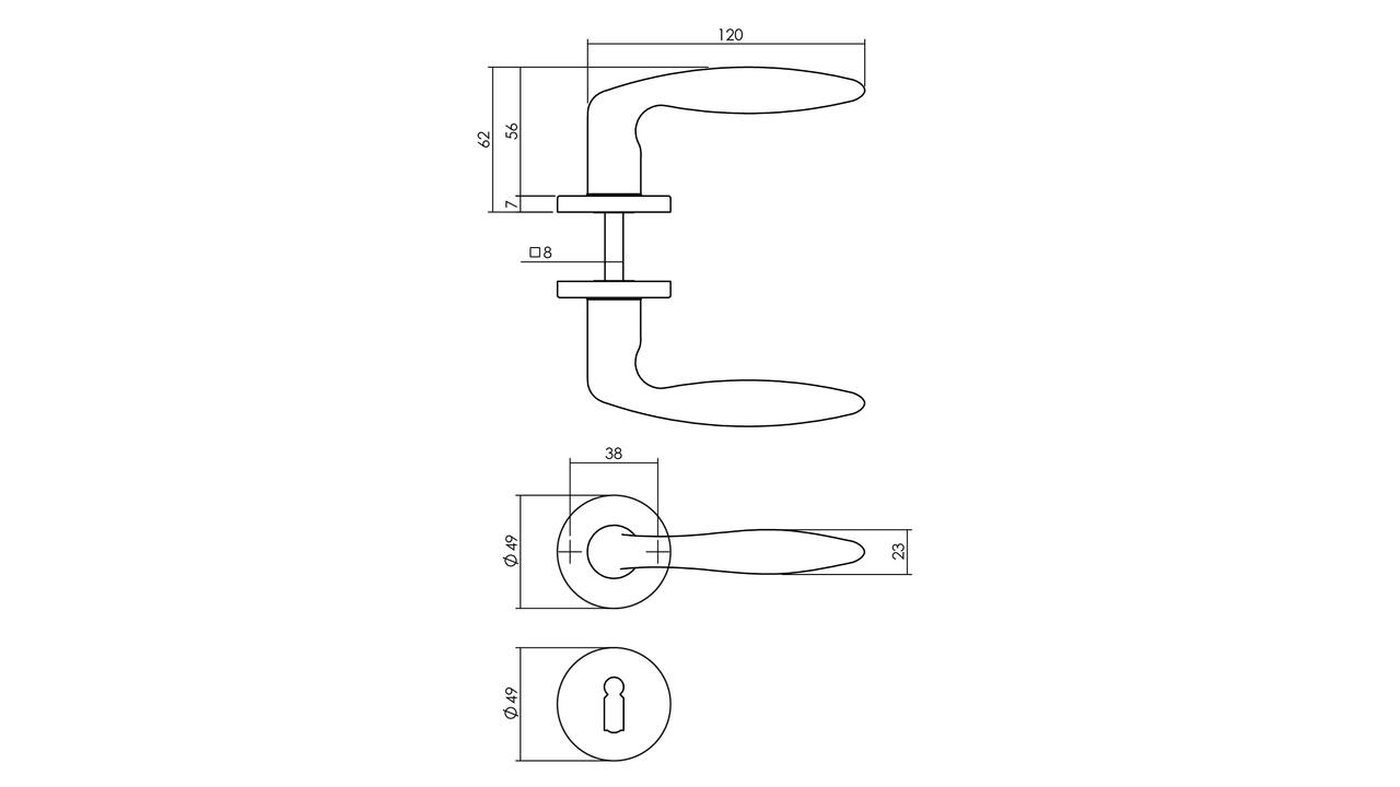 Tek. deurkruk Sigaar op rond rozet incl. sleutelrozetten mat zwart - Intersteel 0023.019903 - Deurbeslag-en-meer.nl