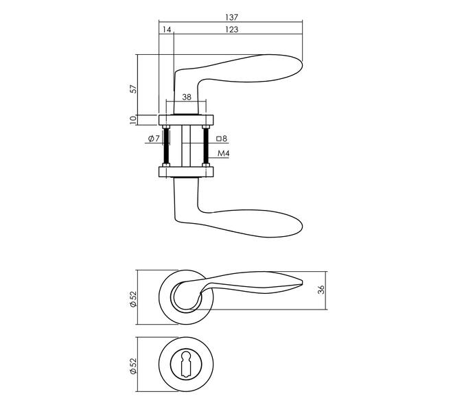 Tek. deurkruk George op rond rozet incl. sleutelrozetten mat zwart - Intersteel 0023.169503 - Deurbeslag-en-meer.nl