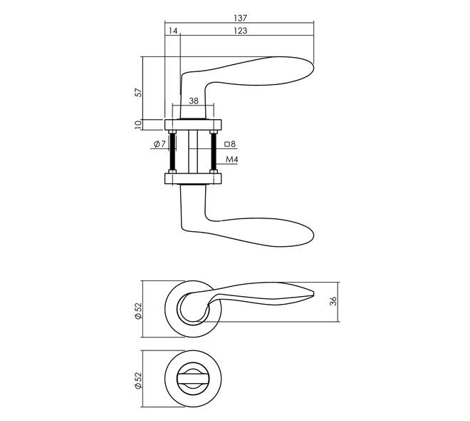 Tek. deurkruk George op rond rozet incl. WC-sluiting 8mm mat zwart - Intersteel 0023.169510 - Deurbeslag-en-meer.nl