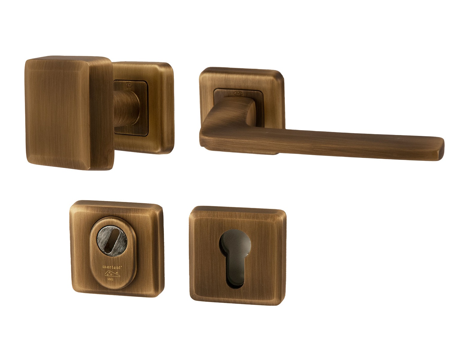 Voordeurset Charley+Zenith mat brons SKG3 rechts - Mariani V4121003R - Deurbeslag-en-meer.nl