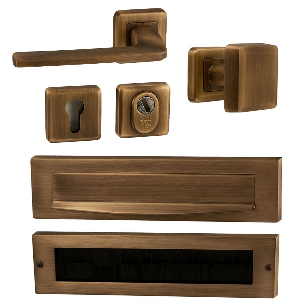 Voordeurset compleet Charley+Zenith mat brons SKG3 links - Mariani V4121113L - Deurbeslag-en-meer.nl