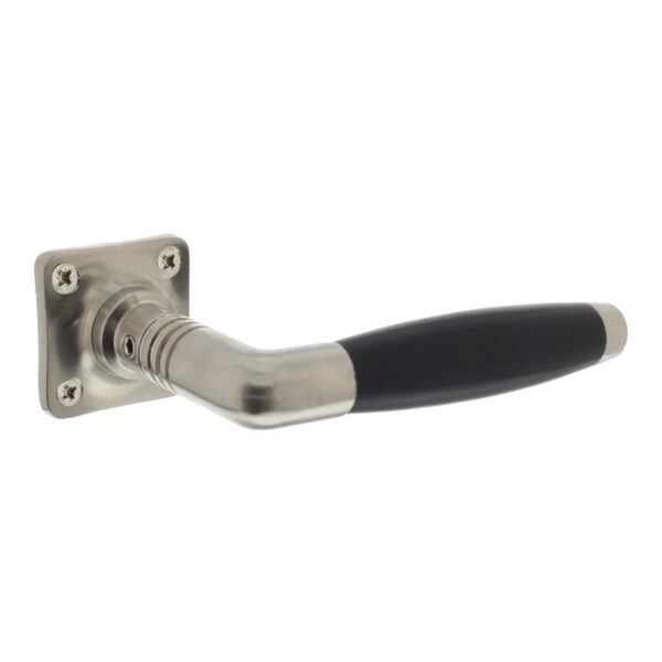 Deurkruk Ton basic met rozet 38x38x6mm matnikkel/zwart - Intersteel 0019.046702 - Deurbeslag-en-meer.nl