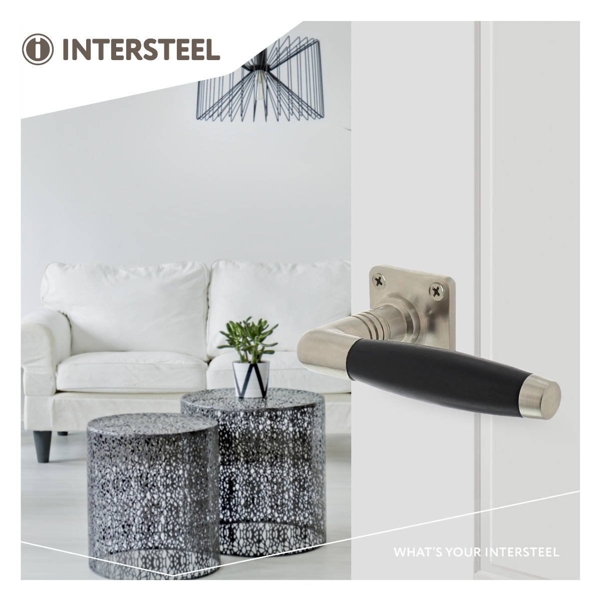 Deurkruk Ton basic met rozet 38x38x6mm matnikkel-zwart - Intersteel 0019.046702_02 - Deurbeslag-en-meer.nl