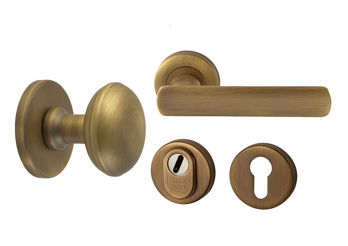 Voordeurset Saturnus+Shadow mat brons SKG3 rechts - Mariani V3426003R - Deurbeslag-en-meer.nl