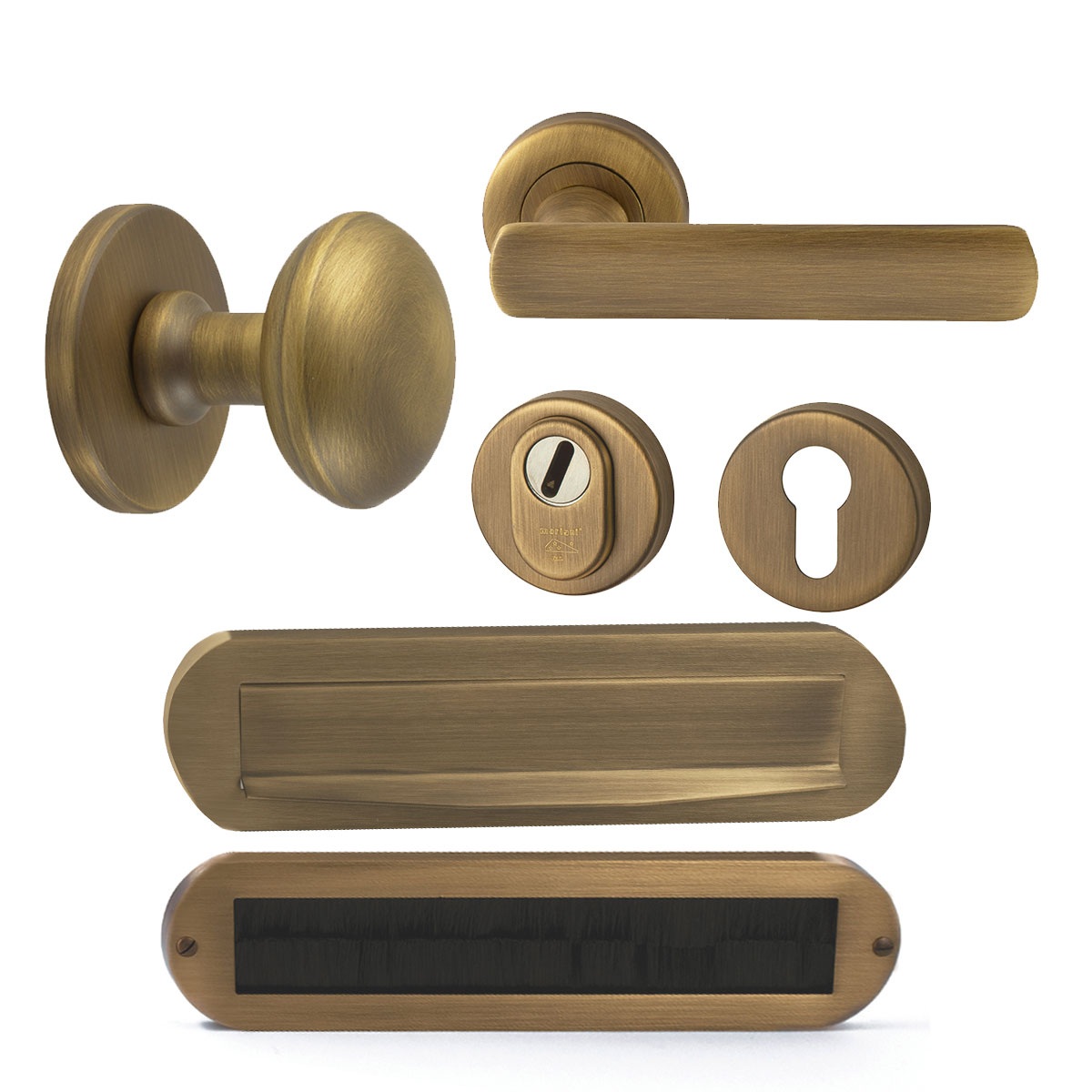Voordeurset compleet Saturnus+Shadow mat brons SKG3 rechts - Mariani V3426113R - Deurbeslag-en-meer.nl