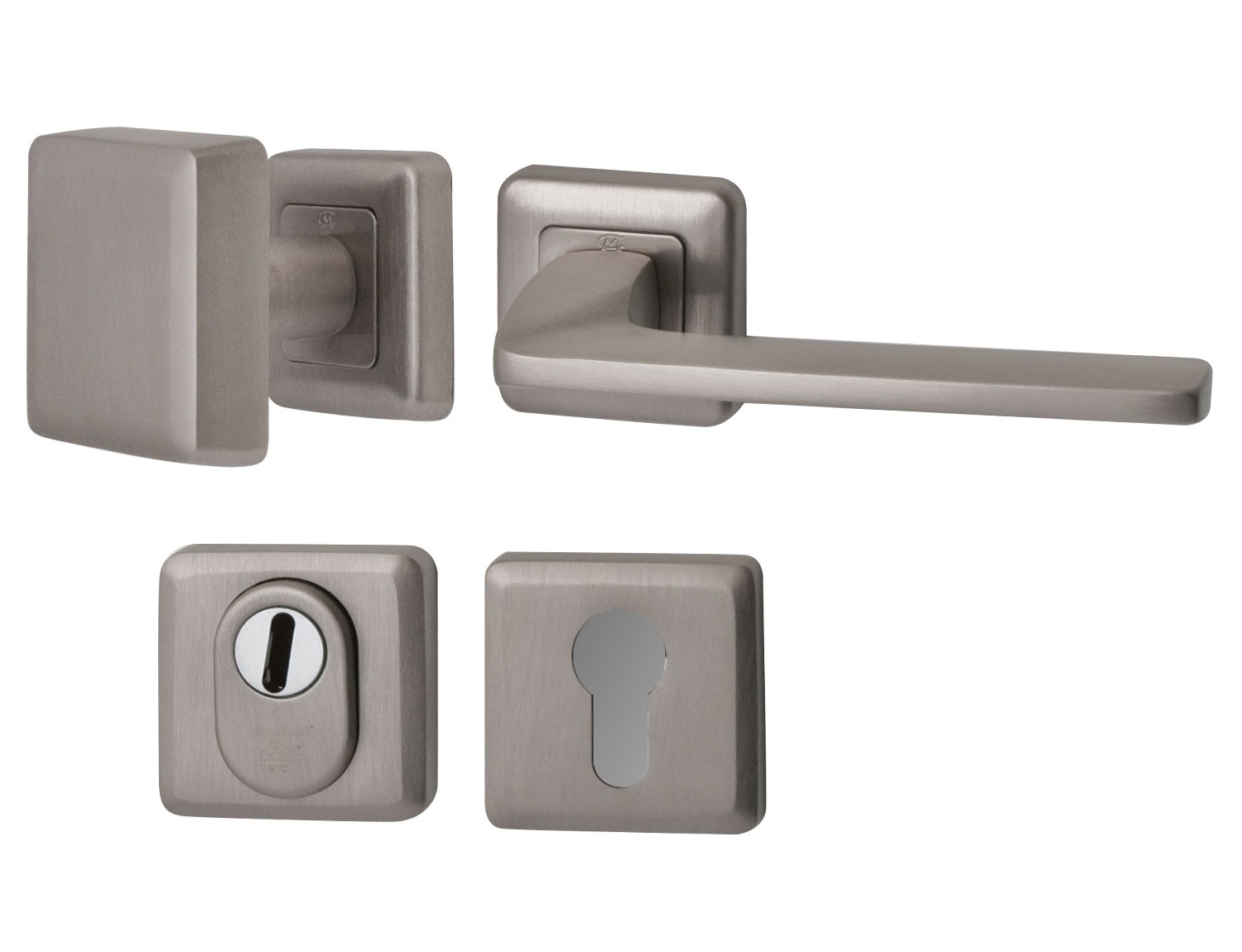 Voordeurset Charley+Zenith PVD inox SKG3 rechts - Mariani V4121002R - Deurbeslag-en-meer.nl