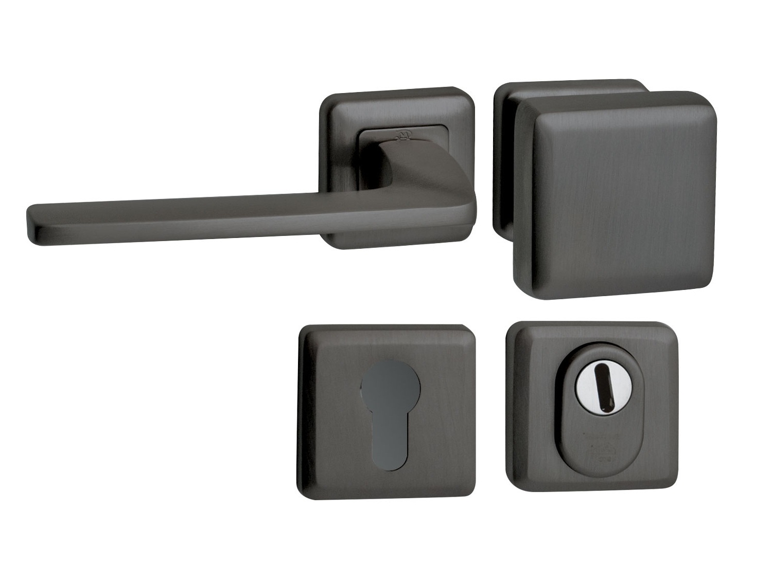 Voordeurset Charley+Zenith PVD gun metal SKG3 links - Mariani V4121005L - Deurbeslag-en-meer.nl