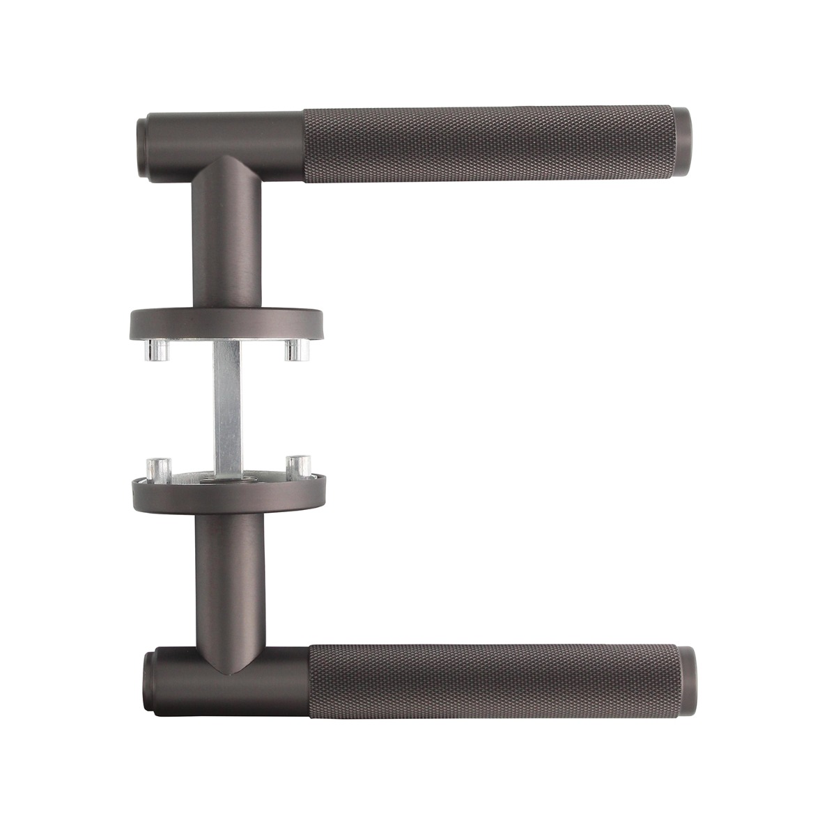 Deurkruk Rombo op rond rozet antracietgrijs - Intersteel 0029.126902 - Deurbeslag-en-meer.nl