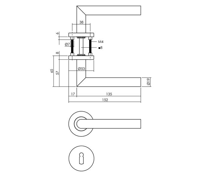 Tek. deurkruk Jura op rond rozet incl. sleutelrozetten antracietgrijs - Intersteel - 0029.127203 - Deurbeslag-en-meer.nl