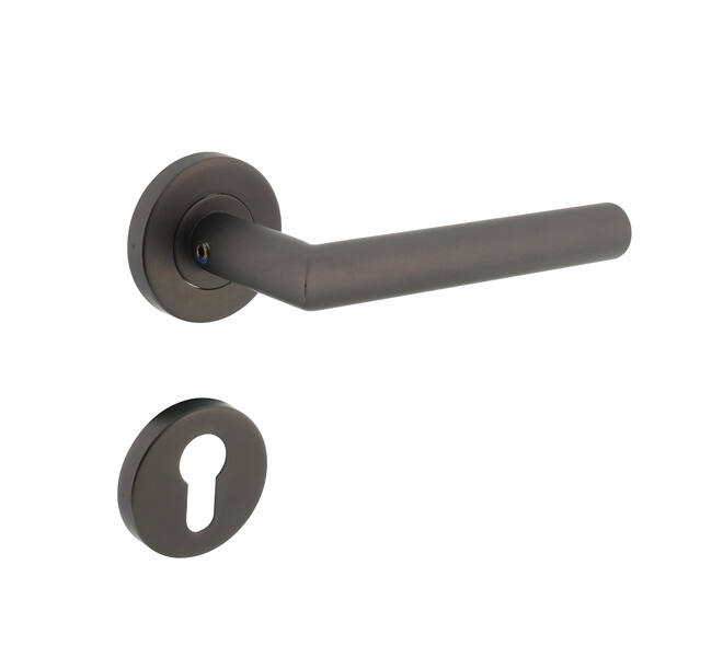 Deurkruk Jura op rond rozet incl. cilinderrozetten antracietgrijs - Intersteel 0029.127205 - Deurbeslag-en-meer.nl