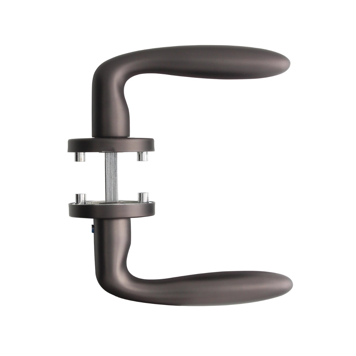Deurkruk Jupiter op rond rozet ø53x8mm antracietgrijs - Intersteel 0029.128102 - Deurbeslag-en-meer.nl