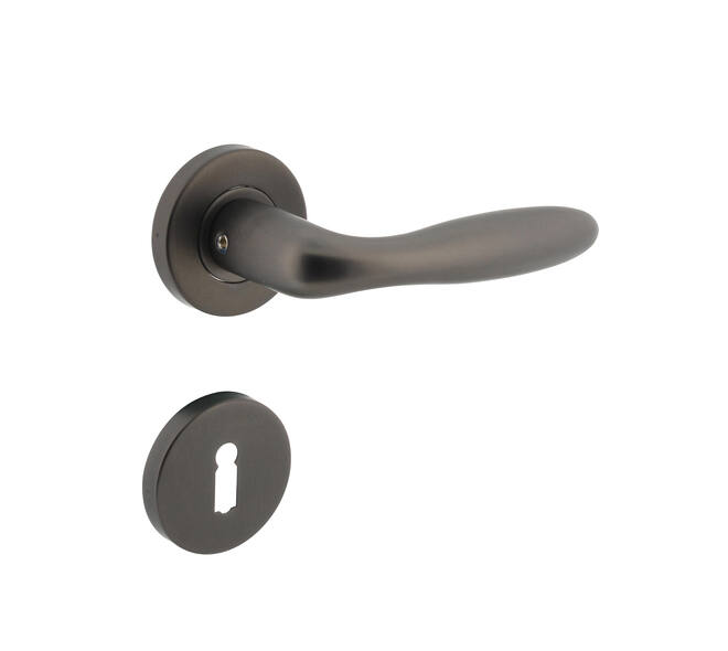 Deurkruk Jupiter op rond rozet incl. sleutelrozetten antracietgrijs - Intersteel 0029.128103 - Deurbeslag-en-meer.nl