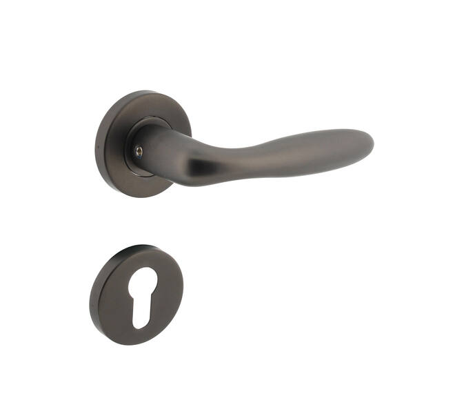 Deurkruk Jupiter op rond rozet incl. cilinderrozetten antracietgrijs - Intersteel 0029.128105 - Deurbeslag-en-meer.nl