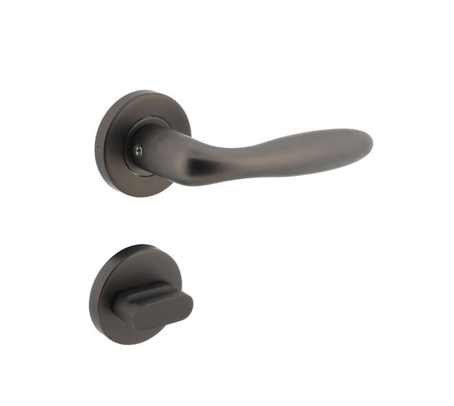 Deurkruk Jupiter op rond rozet incl. WC-sluiting 8mm antracietgrijs - Intersteel 0029.128110 - Deurbeslag-en-meer.nl