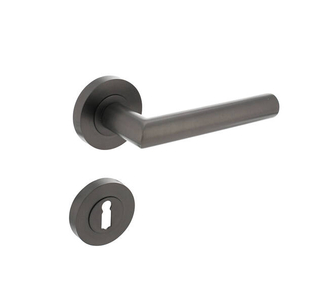 Deurkruk Bastian op rond rozet incl. sleutelrozetten antracietgrijs - Intersteel 0029.169303 - Deurbeslag-en-meer.nl