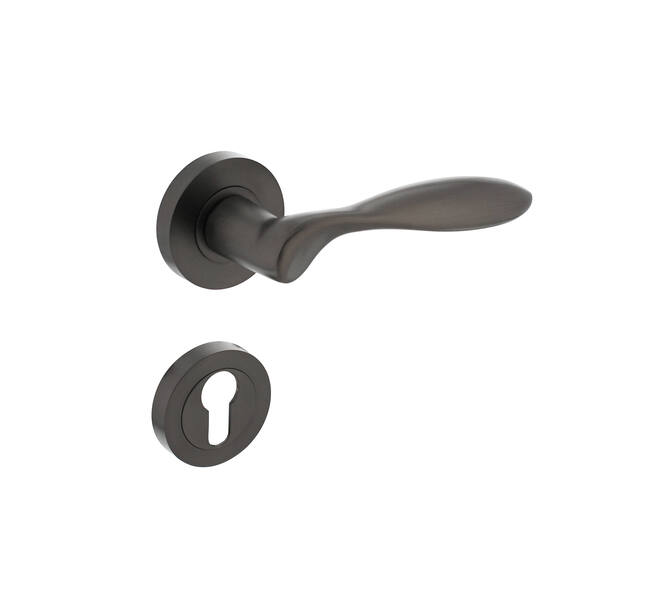 Deurkruk George op rond rozet incl. cilinderrozetten antracietgrijs - Intersteel 0029.169505 - Deurbeslag-en-meer.nl