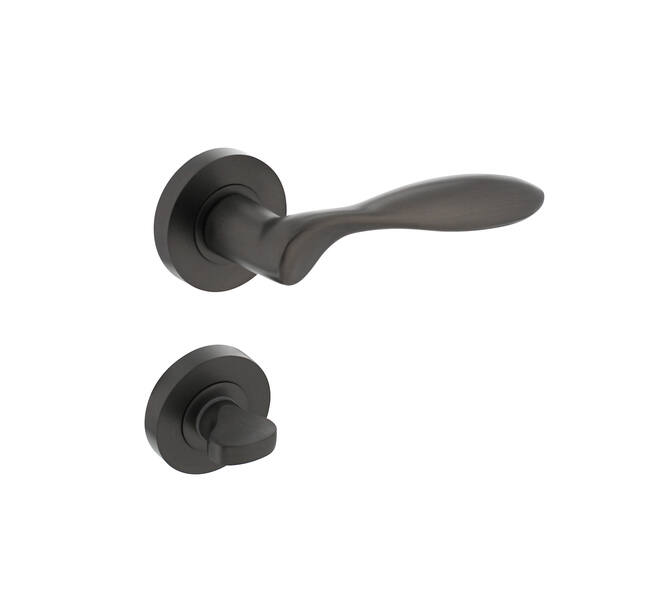 Deurkruk George op rond rozet incl. WC-sluiting 8mm antracietgrijs - Intersteel 0029.169510 - Deurbeslag-en-meer.nl