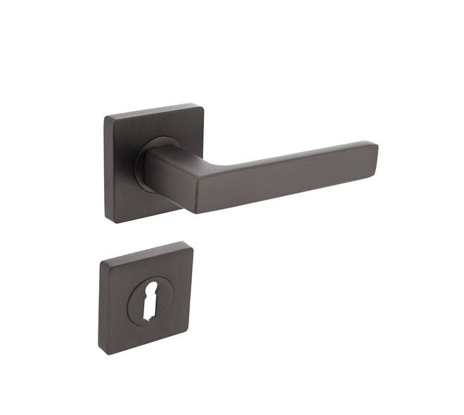 Deurkruk Hera op vierkant rozet incl. sleutelrozetten antracietgrijs - Intersteel 0029.171303 - Deurbeslag-en-meer.nl