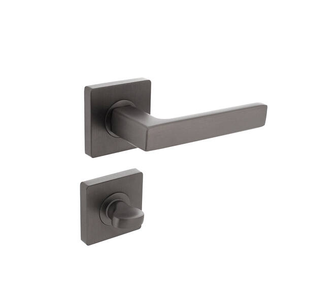 Deurkruk Hera op vierkant rozet incl. WC-sluiting 8mm antracietgrijs - Intersteel 0029.171310 - Deurbeslag-en-meer.nl