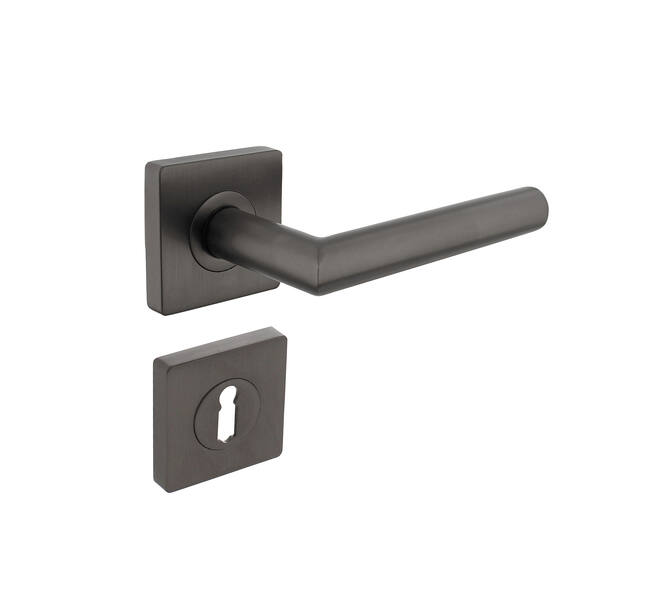 Deurkruk Bastian op vierkant rozet incl. sleutelrozetten antracietgrijs - Intersteel 0029.174703 - Deurbeslag-en-meer.nl