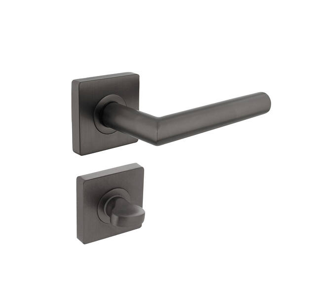 Deurkruk Bastian op vierkant rozet incl. WC-sluiting 8mm antracietgrijs - Intersteel 0029.174710 - Deurbeslag-en-meer.nl