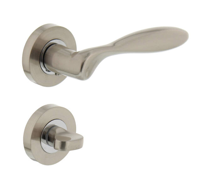 Deurkruk George op rond rozet incl. WC-sluiting 8mm matnikkel/chroom - Intersteel 0019.169510 - Deurbeslag-en-meer.nl